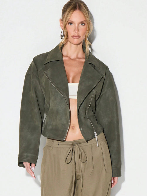 Locke Zip Up Belted Biker Jacket