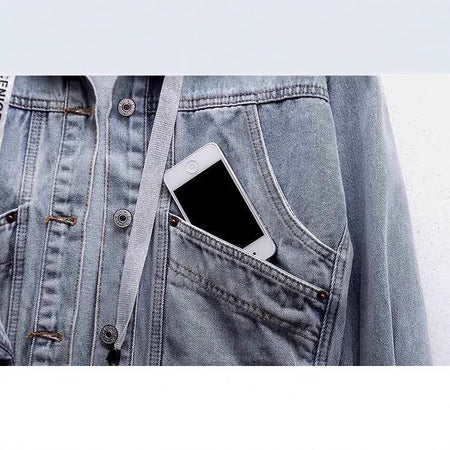 Athena Denim Jacket With Cap In Blue