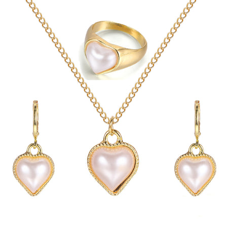 Inez 3Pcs French Heart Jewelry Set
