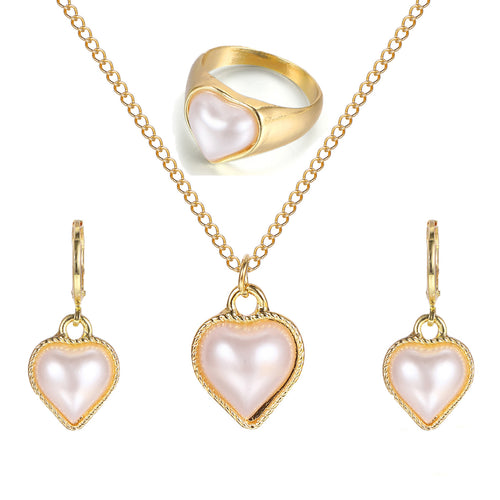 Inez 3Pcs French Heart Jewelry Set
