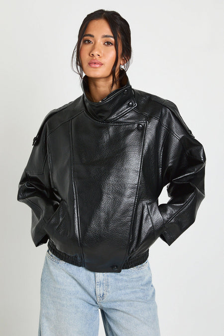 Knox Textured PU Leather Jacket