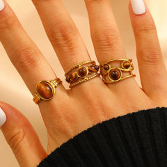 Ava 3Pcs Stone Ring Set