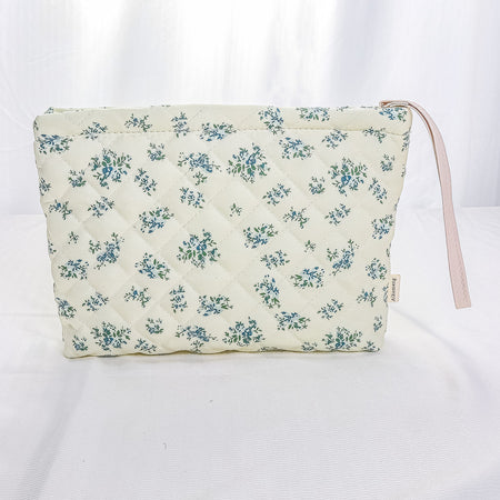 Florie 2 Pcs Quilted Floral Makeup Pouch