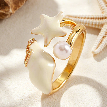 Isa 4Pcs Sea Shell Ring Set