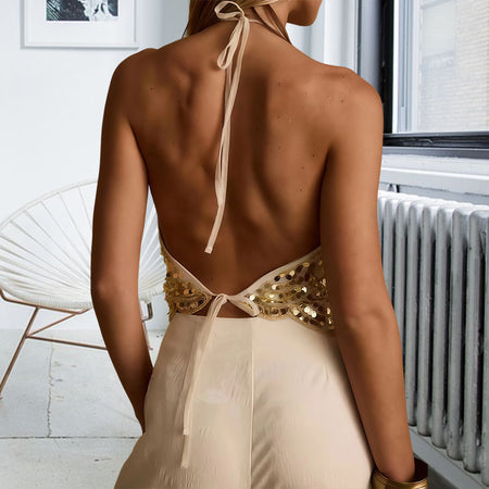 Camille Halterneck Sequin Top