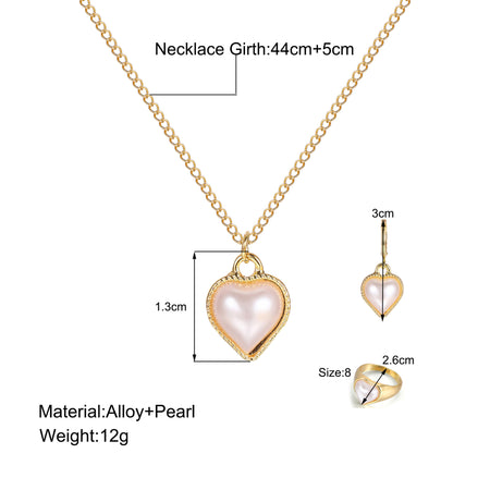Inez 3Pcs French Heart Jewelry Set