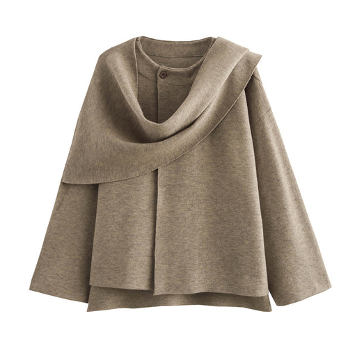 Essie Vintage Woolen Short Coat With Scarf In Beige