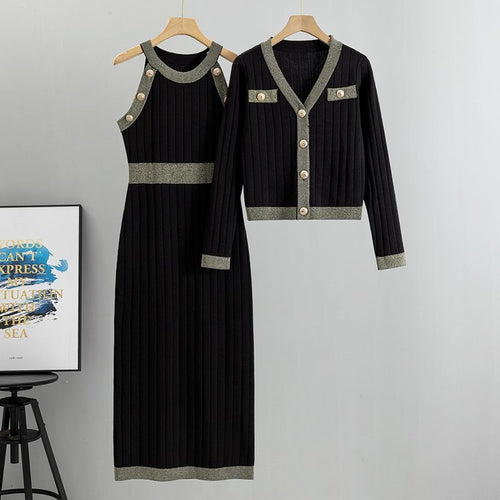 Azure Set of Dress and Cape In Black