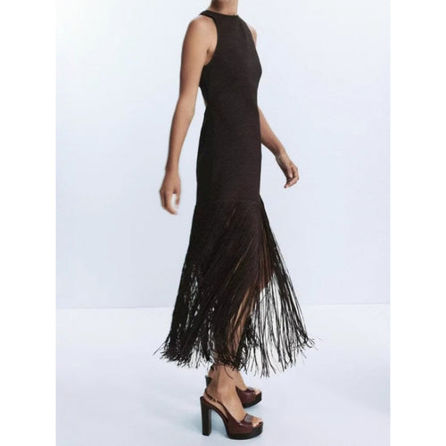 Martina Backless Fringed Dress