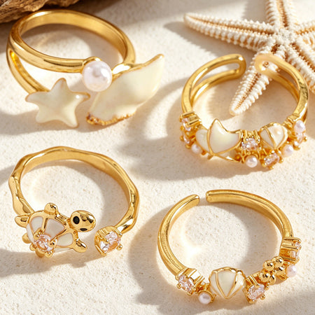 Isa 4Pcs Sea Shell Ring Set