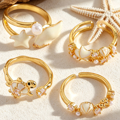 Isa 4Pcs Sea Shell Ring Set