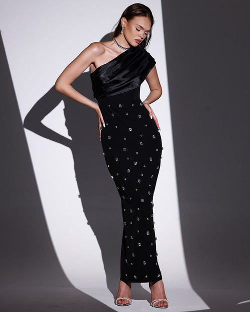 Brooke One Shoulder Embellished Dress