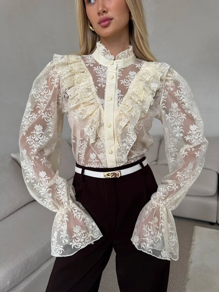 Goldie Ruffle Lace Bell Sleeve Top
