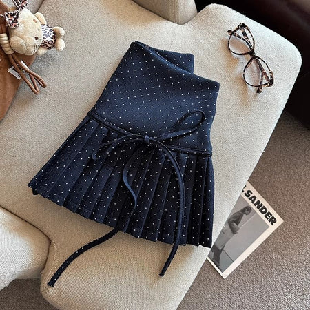 Billie Pleats Bow Polka Skorts