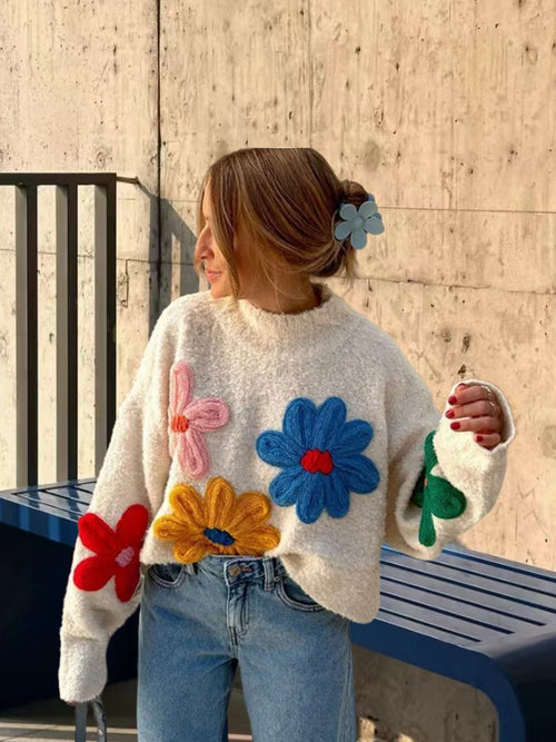 Halle Embroidered Floral Woolen Sweater