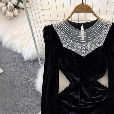 Milena Pearl Velvet Mini Dress