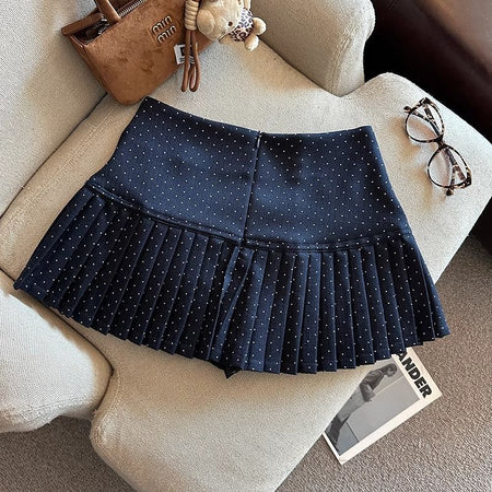 Billie Pleats Bow Polka Skorts