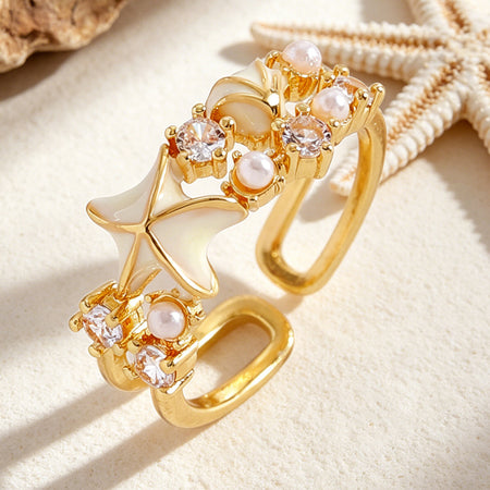 Isa 4Pcs Sea Shell Ring Set