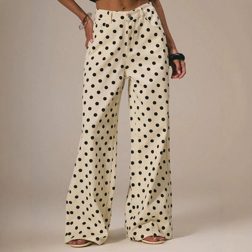 Classic Polka High Rise Straight Jeans