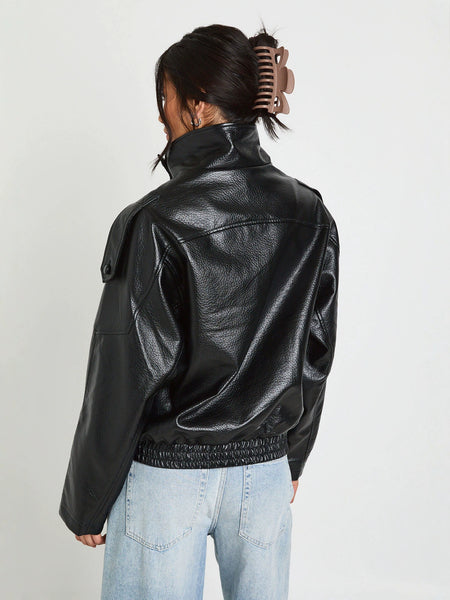 Knox Textured PU Leather Jacket