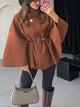 Donatella Winter Cape With Belt In Brown