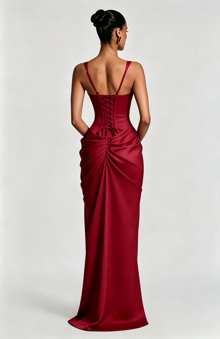 Ilana Corset Gathered Slit Maxi Dress