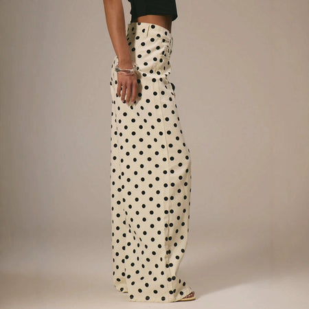 Classic Polka High Rise Straight Jeans