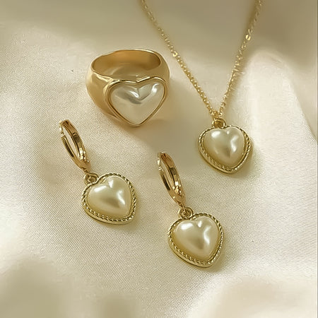 Inez 3Pcs French Heart Jewelry Set