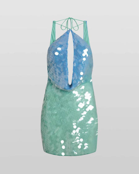 Yara Ombre Sequin Cowl Mini Dress
