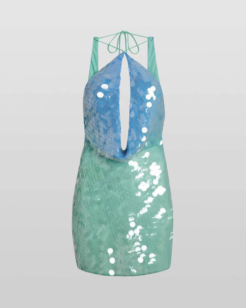 Yara Ombre Sequin Cowl Mini Dress