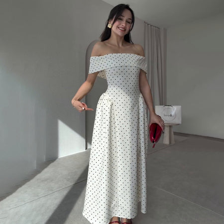 Giulia Drop Waist Polka Midi Dress