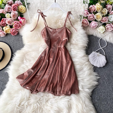 Velour Skater Dresses In Pink