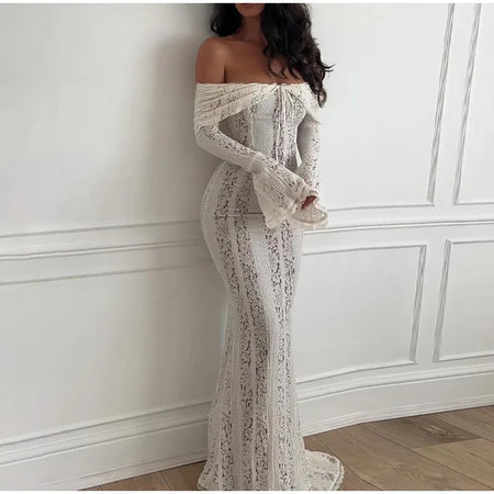 Hansel Off Shoulder Lace Maxi Dress