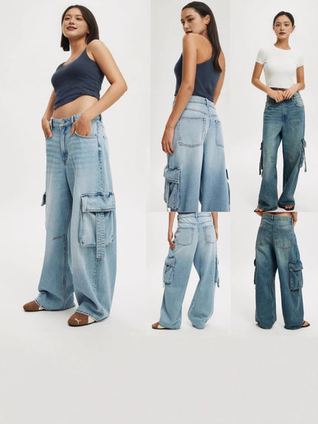 Tone High Rise Wide Cargo Jeans
