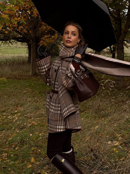 Tecla Plaid Jacket With Scarf