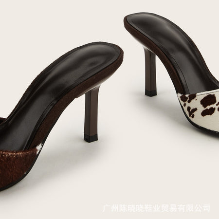 Sora Cow Printed Pointed Toe Stiletto Heels
