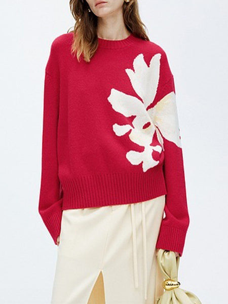 Scarlet Floral Woolen Sweater