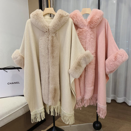 Amelia Fleece Winter Capes With Fur Cap