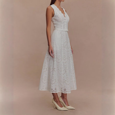 Xavier Schiffli Vest Coord Skirt Set