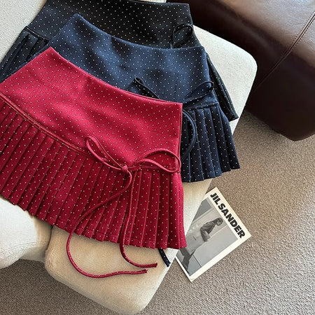 Billie Pleats Bow Polka Skorts