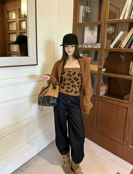 Brynn Cheetah Winter Top With Shrug