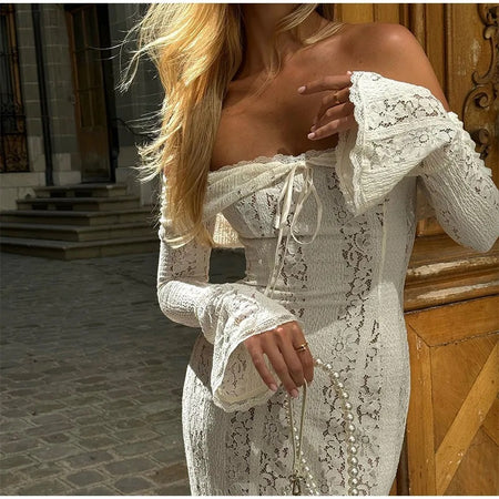 Hansel Off Shoulder Lace Maxi Dress