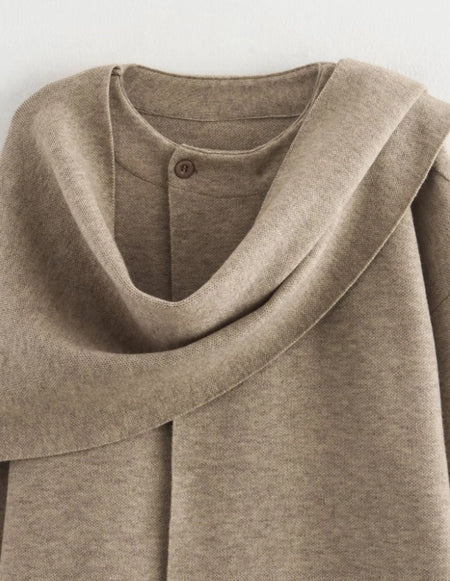Essie Vintage Woolen Short Coat With Scarf In Beige