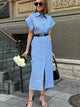 Elena Shirt Midi Dress With Belt