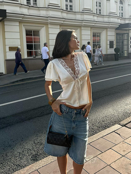 Izzy Lace Satin Top
