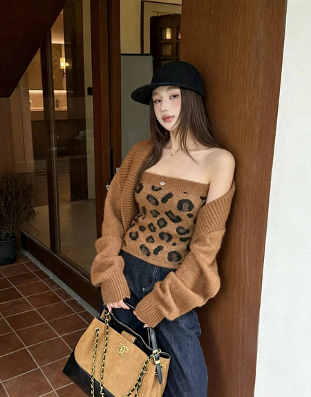 Brynn Cheetah Winter Top With Shrug