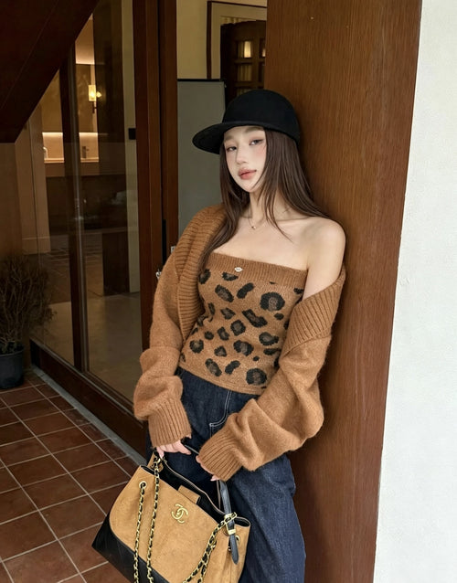 Brynn Cheetah Winter Top With Shrug