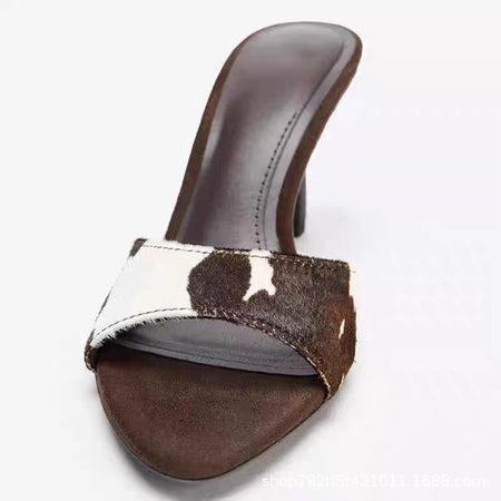 Sora Cow Printed Pointed Toe Stiletto Heels