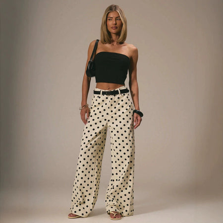 Classic Polka High Rise Straight Jeans