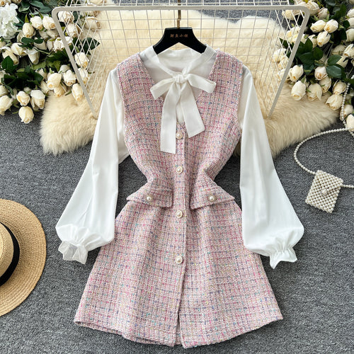 Celes Mini Tweed Dress With Shirt